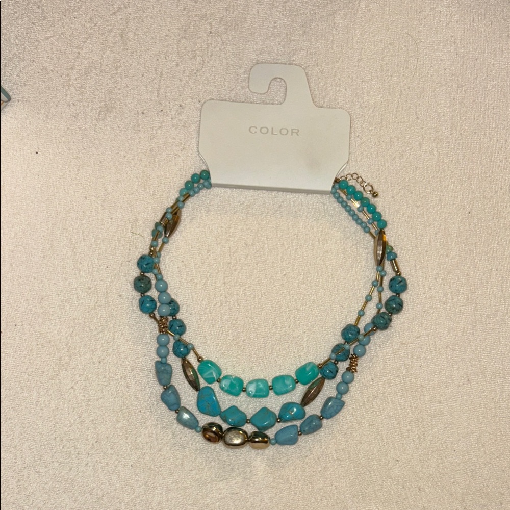Elegant Turquoise Blue Beaded Necklace